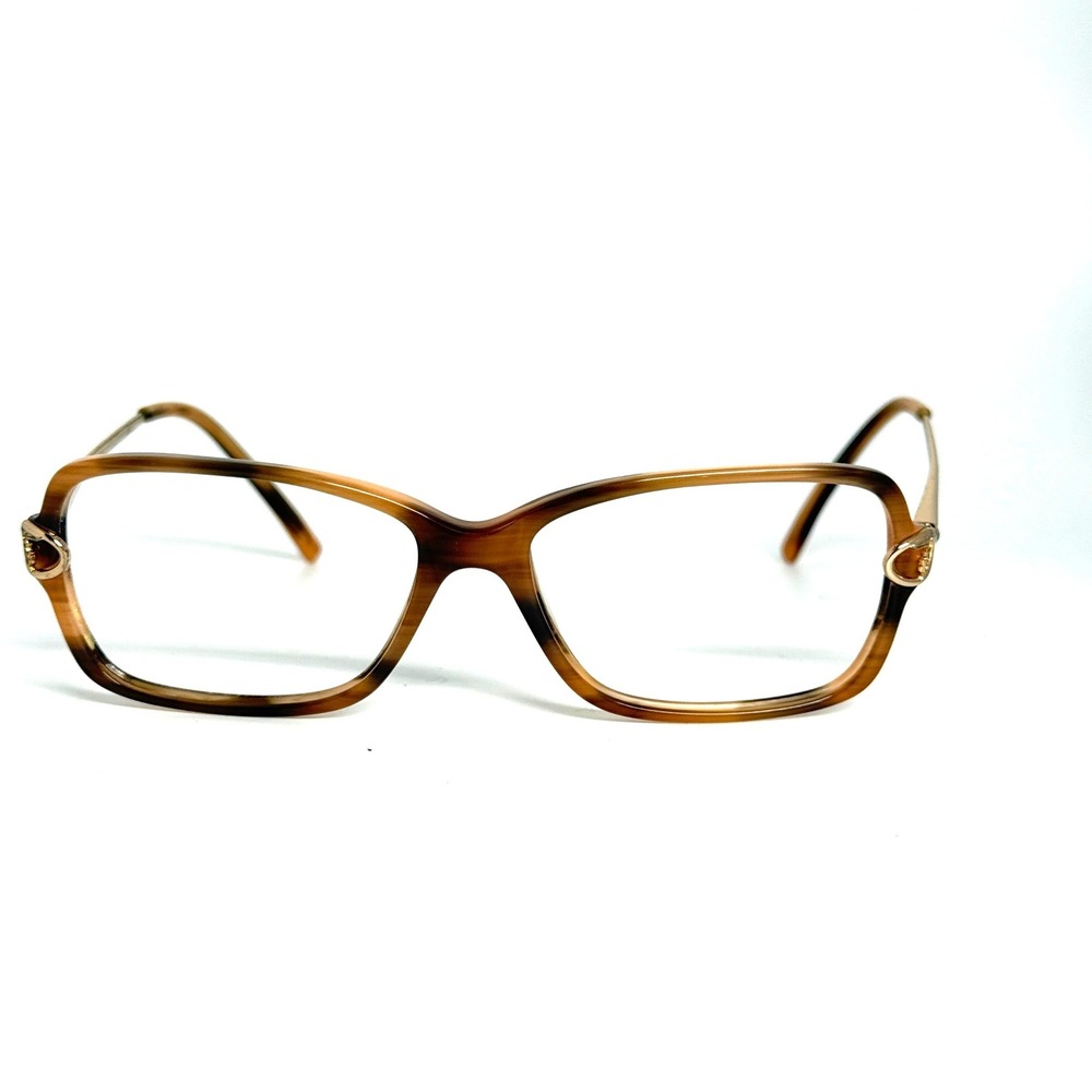 Trussardi Eyes TR 10575 935 Brown Tortoise Gold Rectangular Eyeglasses 53-14-130